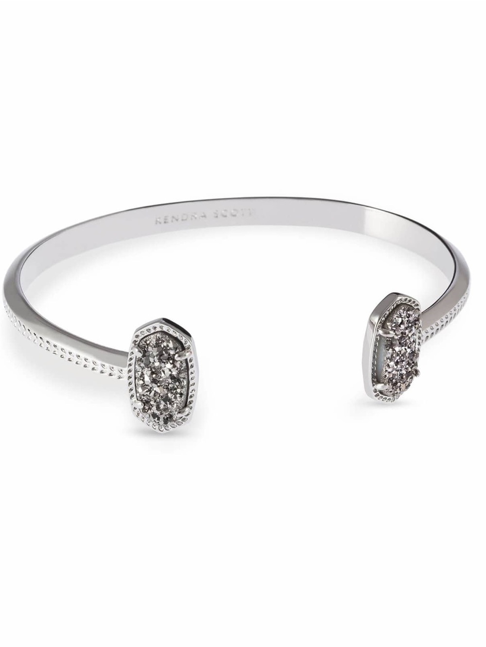 Kendra Scott Elton Silver Cuff Bracelet in Platinum Drusy w/ Dustbag